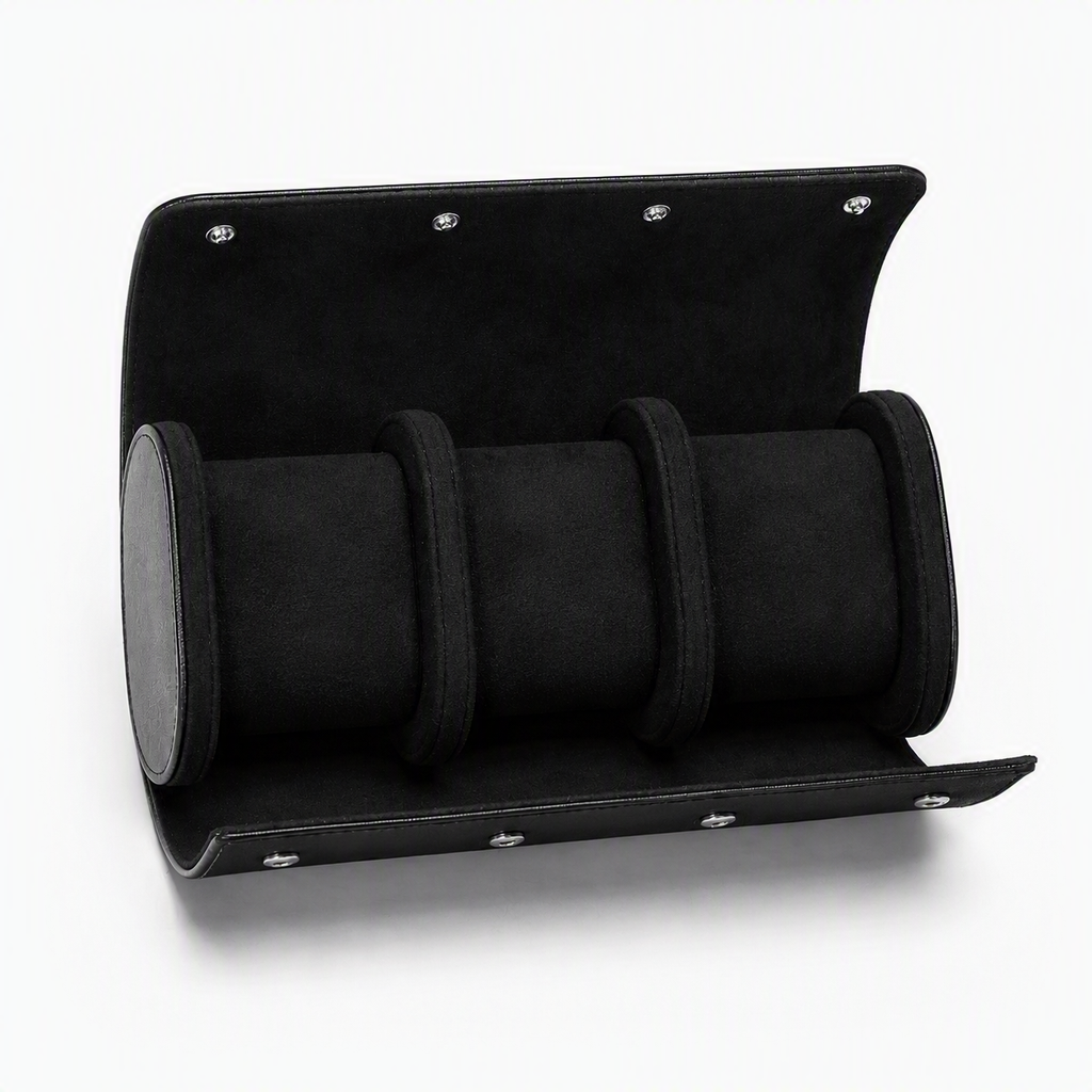 Beaumont 3-Watch Roll Case | Onyx Black