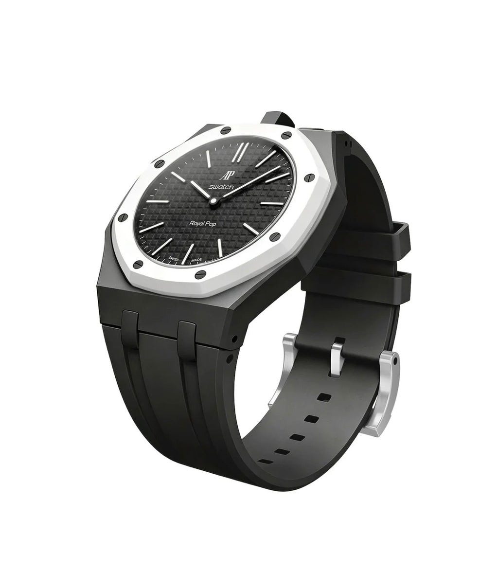 Ceramic Case + Silicone Strap | 12:00 Crown | Black