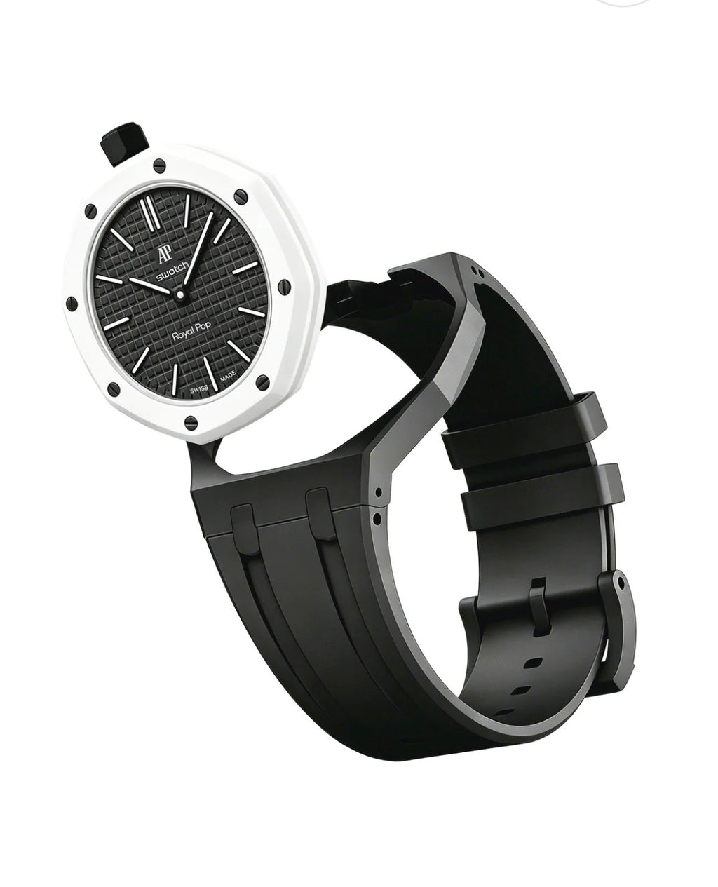 Ceramic Case + Silicone Strap | 12:00 Crown | Black