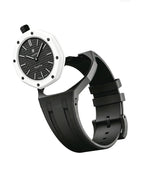 Ceramic Case + Silicone Strap | 12:00 Crown | Black