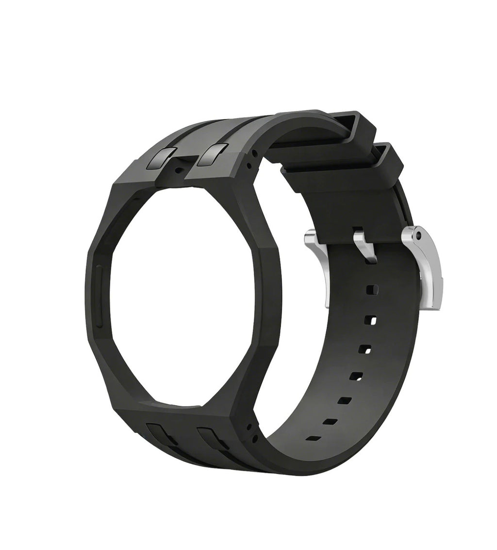 Ceramic Case + Silicone Strap | 12:00 Crown | Black