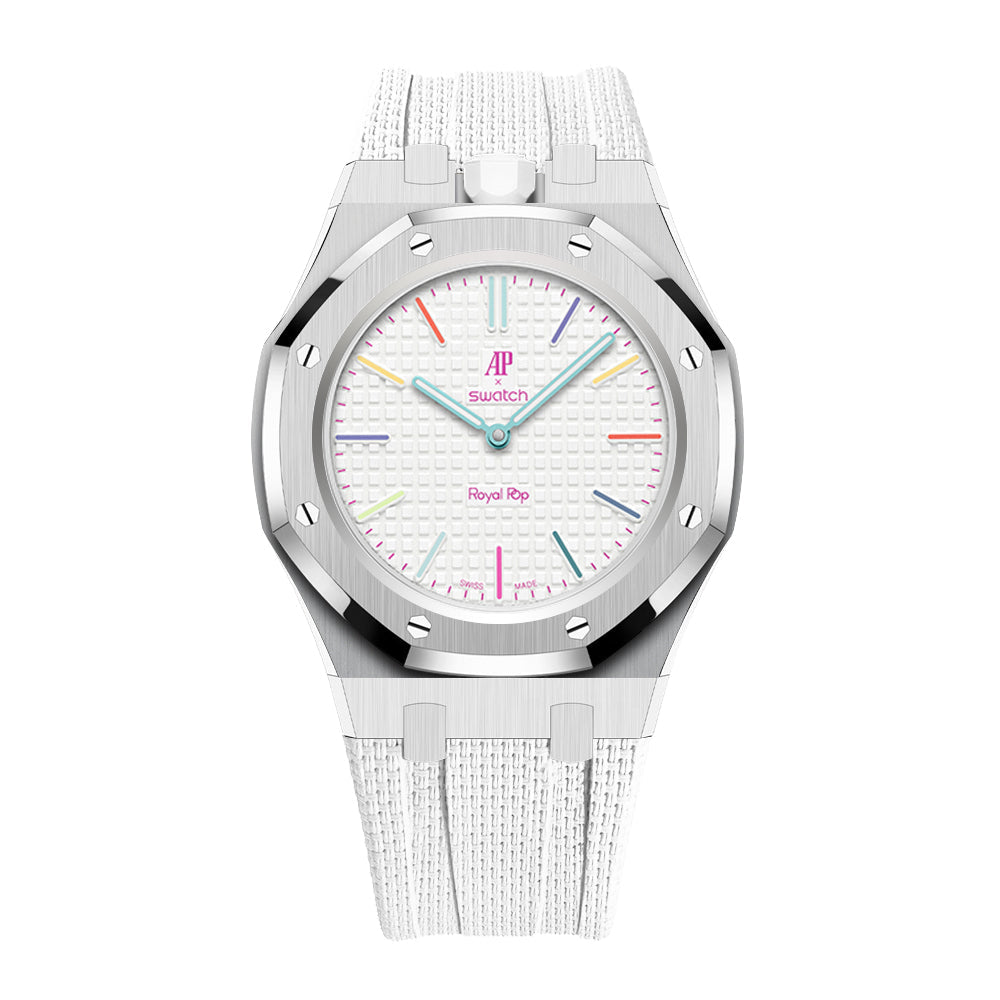 Stainless Steel & Rubber | 12:00 Crown | White