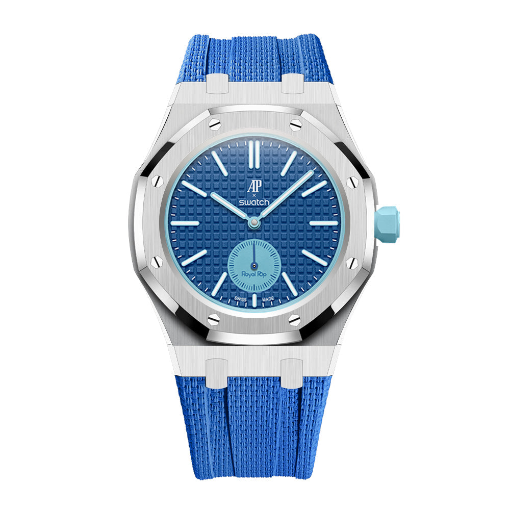 Stainless Steel & Rubber | 3:00 Crown | Blue