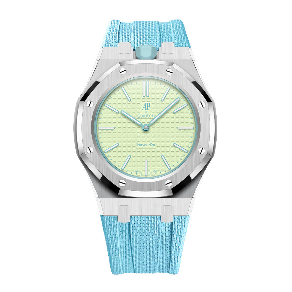 Stainless Steel & Rubber | 12:00 Crown | Sky Blue