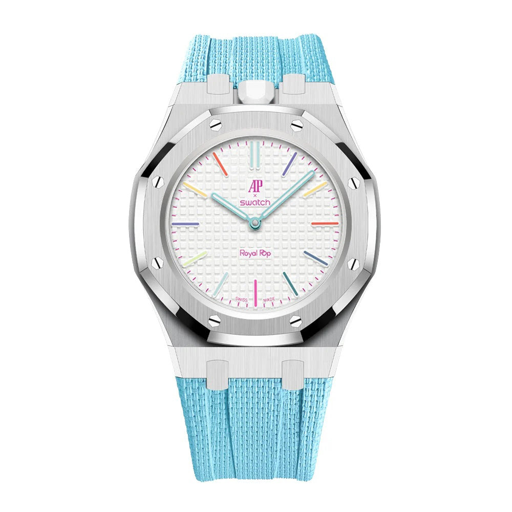 Stainless Steel Case & Rubber Strap | 12:00 Crown | Sky Blue