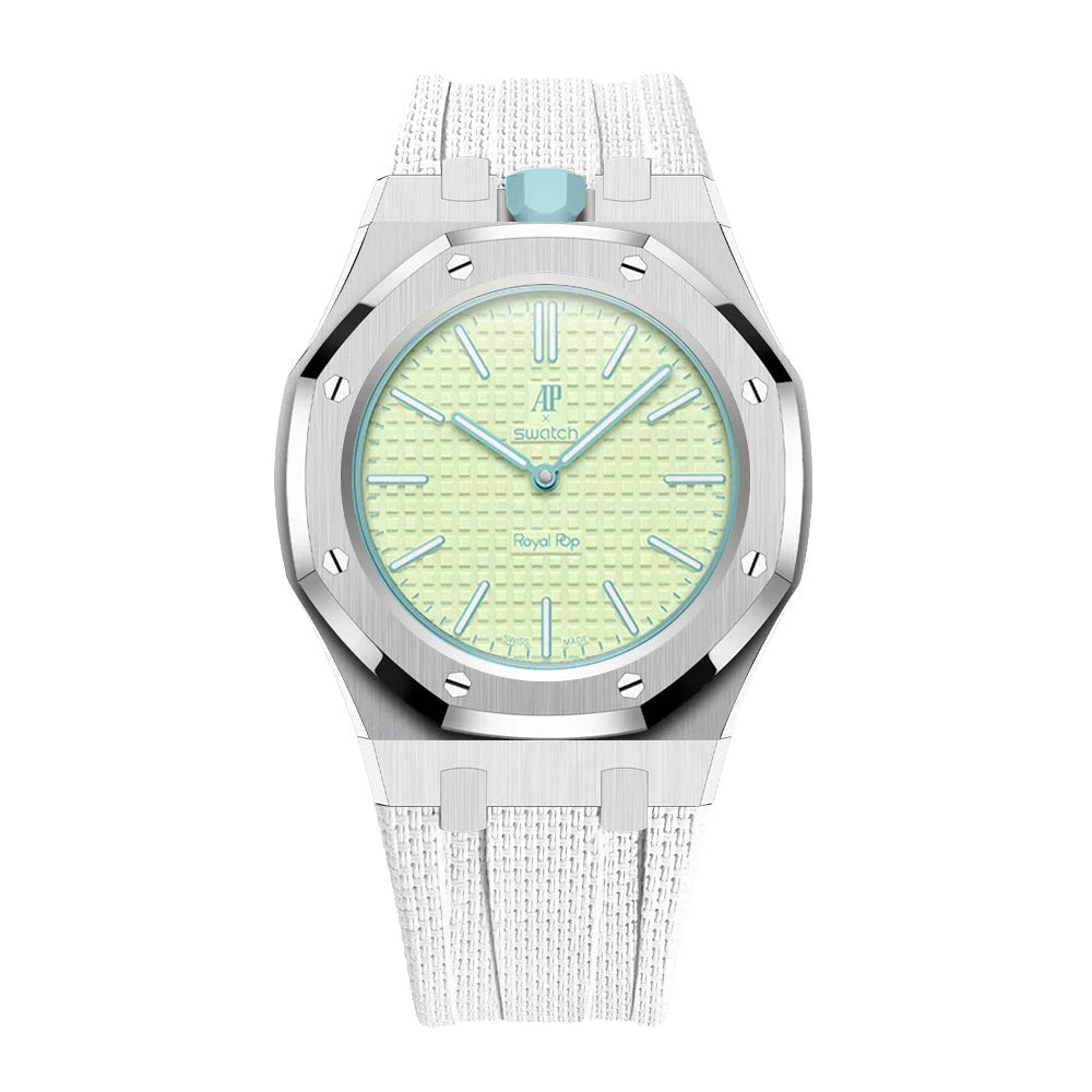 Stainless Steel Case & Rubber Strap | 12:00 Crown | White