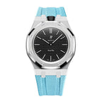Stainless Steel Case & Rubber Strap | 12:00 Crown | Sky Blue