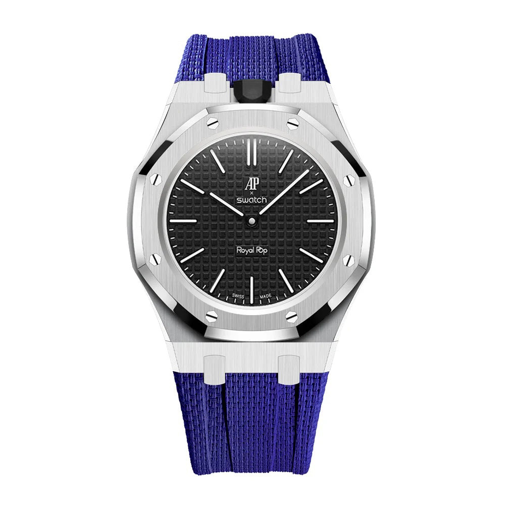 Stainless Steel Case & Rubber Strap | 12:00 Crown | Navy Blue