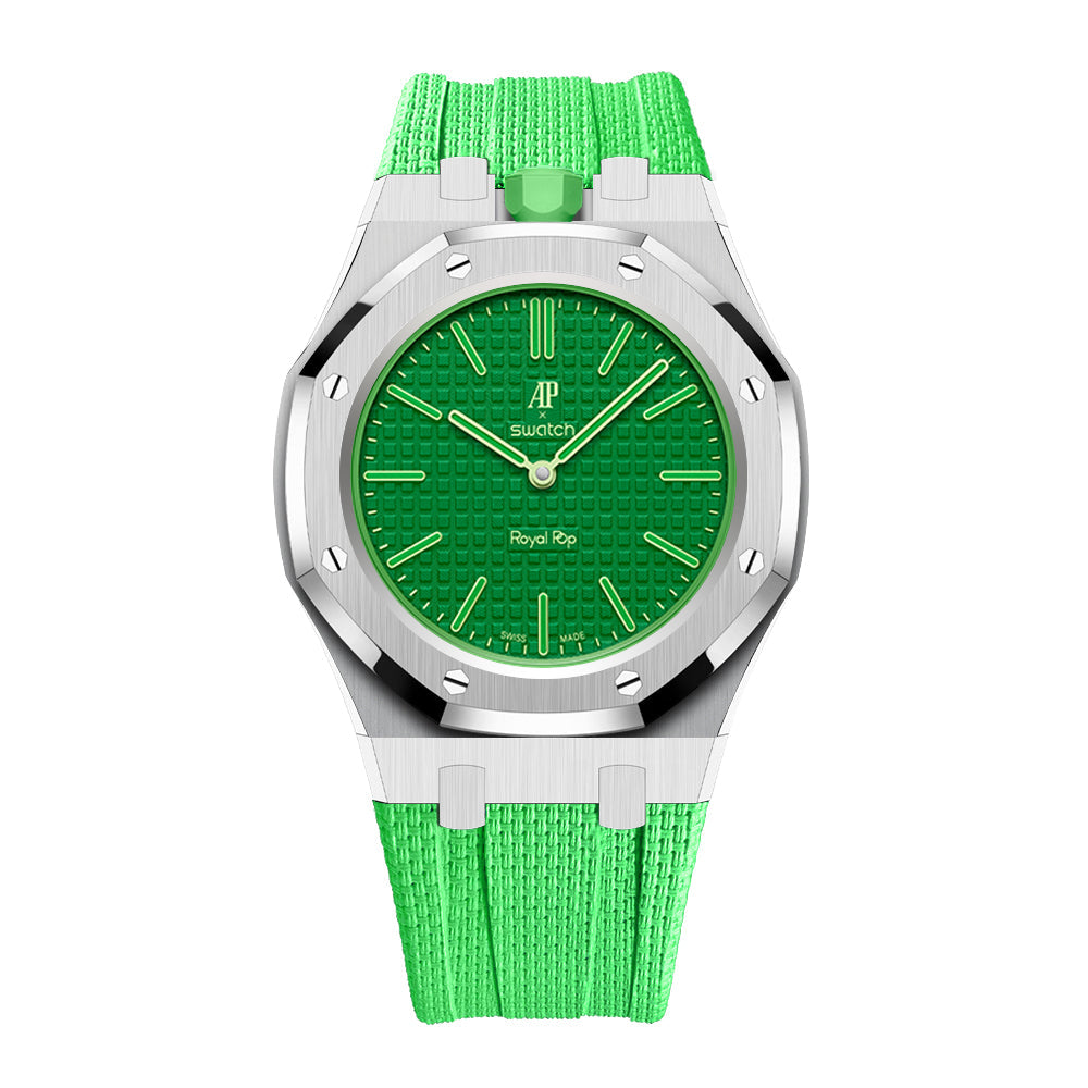 Stainless Steel & Rubber | 12:00 Crown | Green