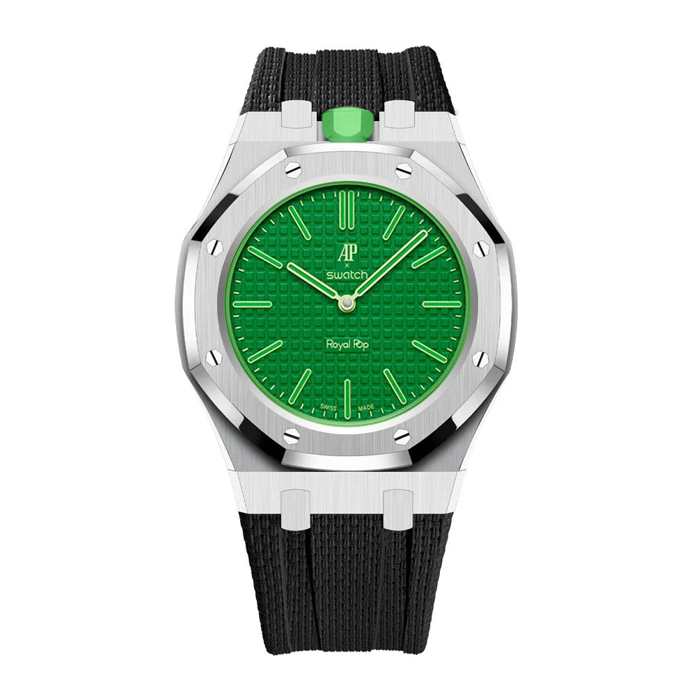 Stainless Steel Case & Rubber Strap | 12:00 Crown | Black