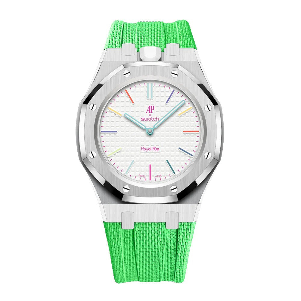 Stainless Steel Case & Rubber Strap | 12:00 Crown | Green