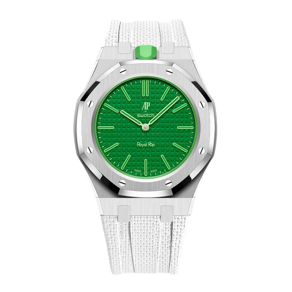 Stainless Steel Case & Rubber Strap | 12:00 Crown | White