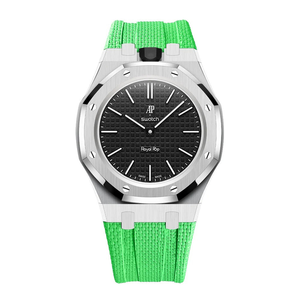 Stainless Steel Case & Rubber Strap | 12:00 Crown | Green