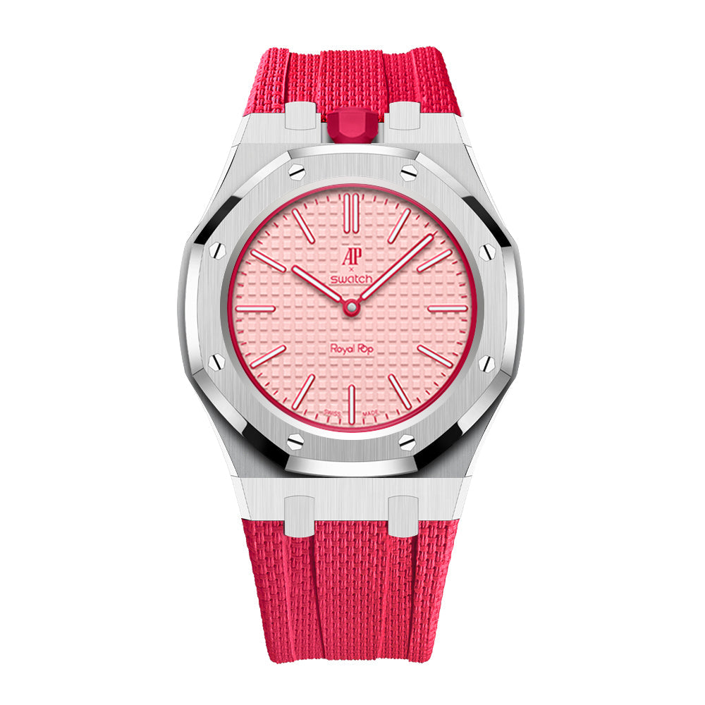 Stainless Steel & Rubber | 12:00 Crown | Red