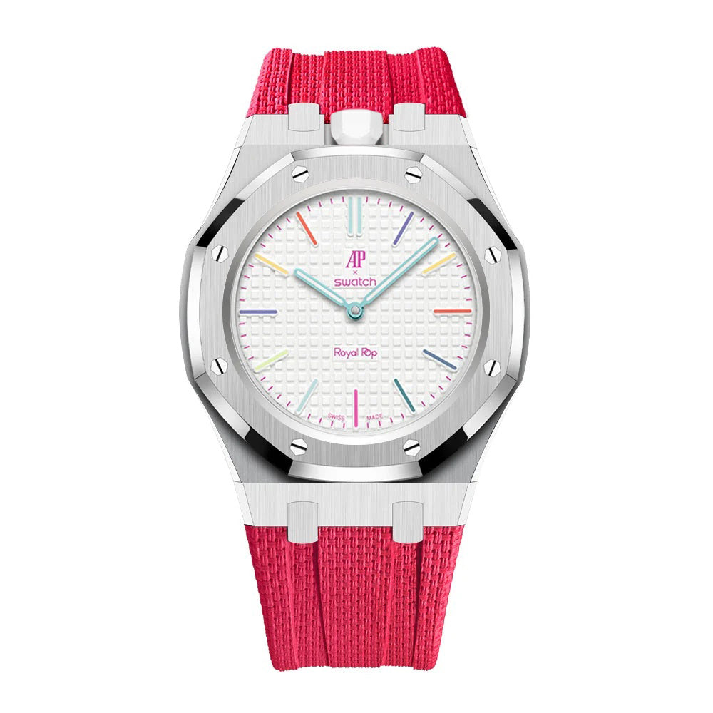 Stainless Steel Case & Rubber Strap | 12:00 Crown | Red