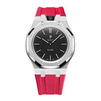 Stainless Steel Case & Rubber Strap | 12:00 Crown | Red