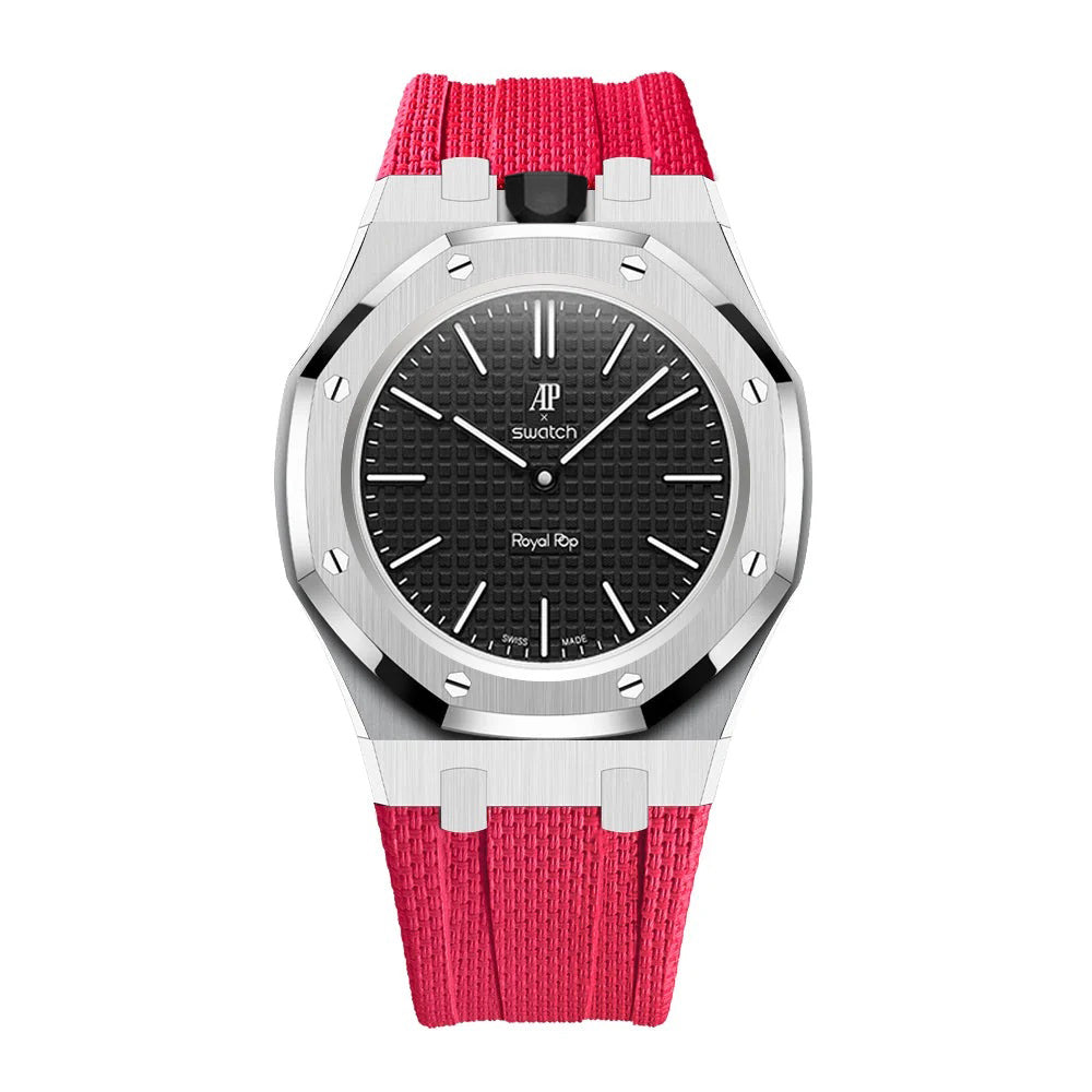 Stainless Steel Case & Rubber Strap | 12:00 Crown | Red
