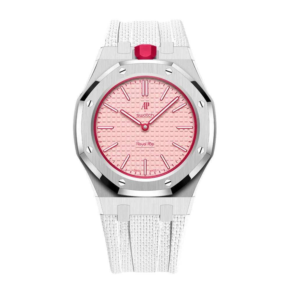 Stainless Steel Case & Rubber Strap | 12:00 Crown | White