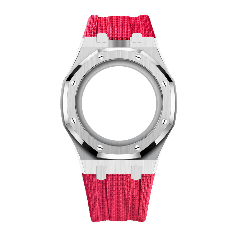 Stainless Steel & Rubber | 12:00 Crown | Red