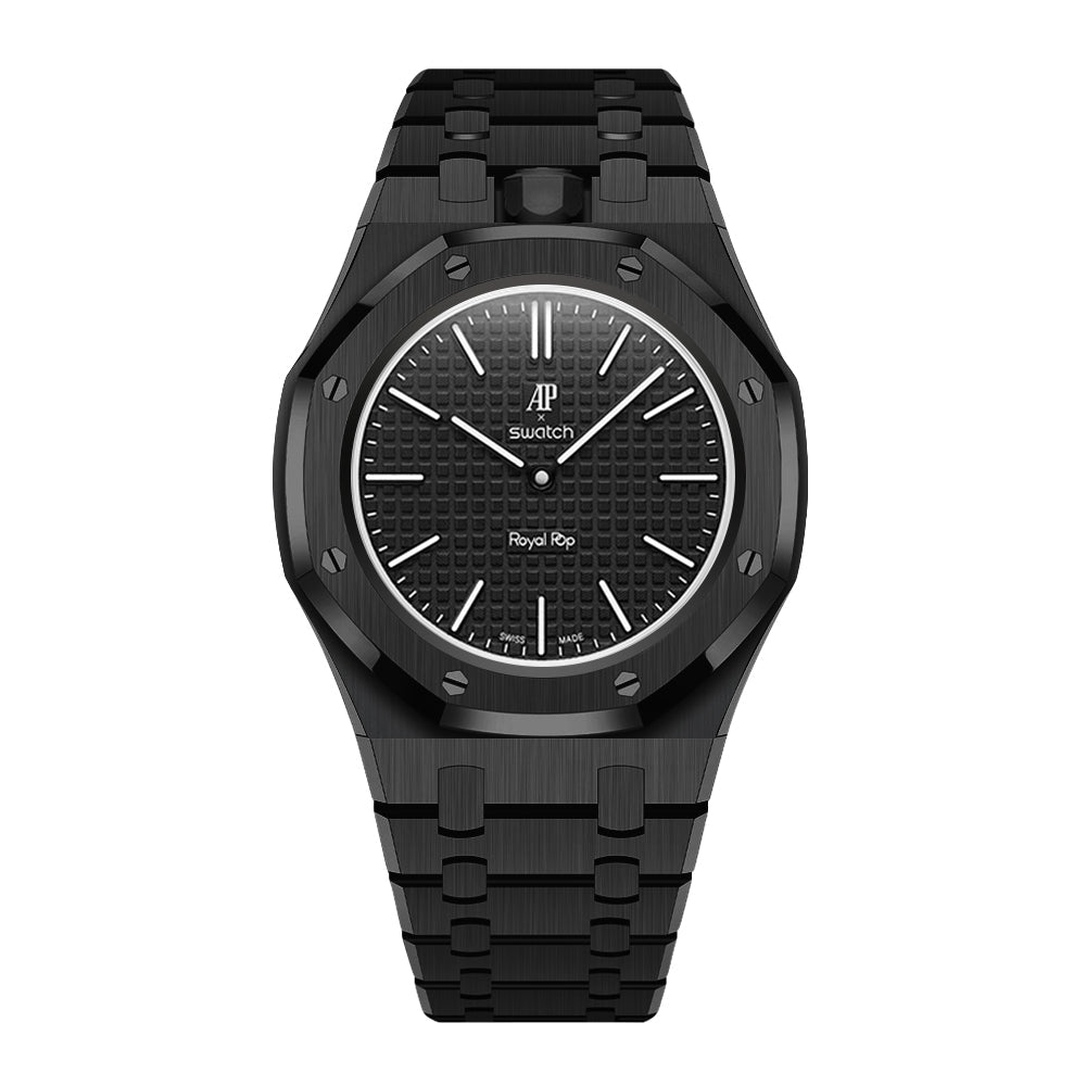 Stainless Steel Full Frame | 12:00 Crown | Black
