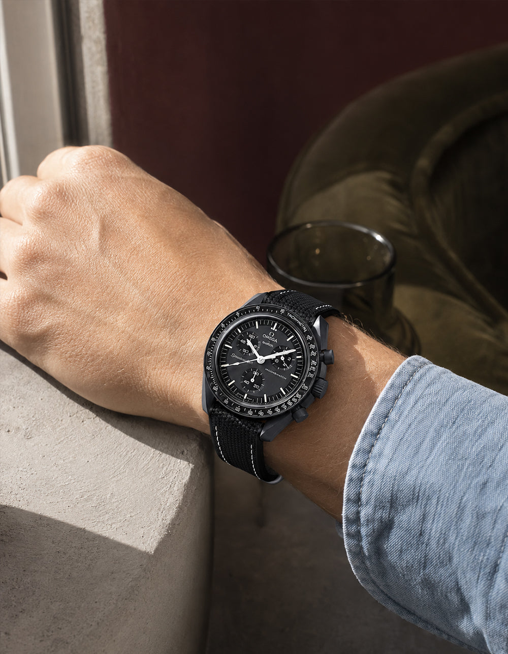 Moonswatch Vertech Rubber Strap | Black & White