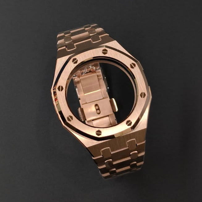Stainless Steel Full Frame Case & Strap | 12:00 Crown | Rose Gold