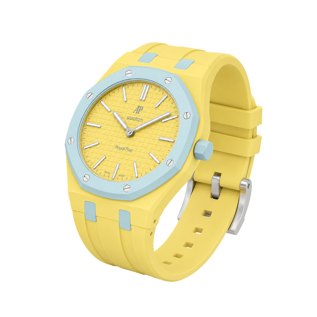 Ceramic Case + Silicone Strap | 3:00 Crown | Yellow & Blue