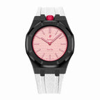 Stainless Steel Black Case & Rubber Strap | 12:00 Crown | White