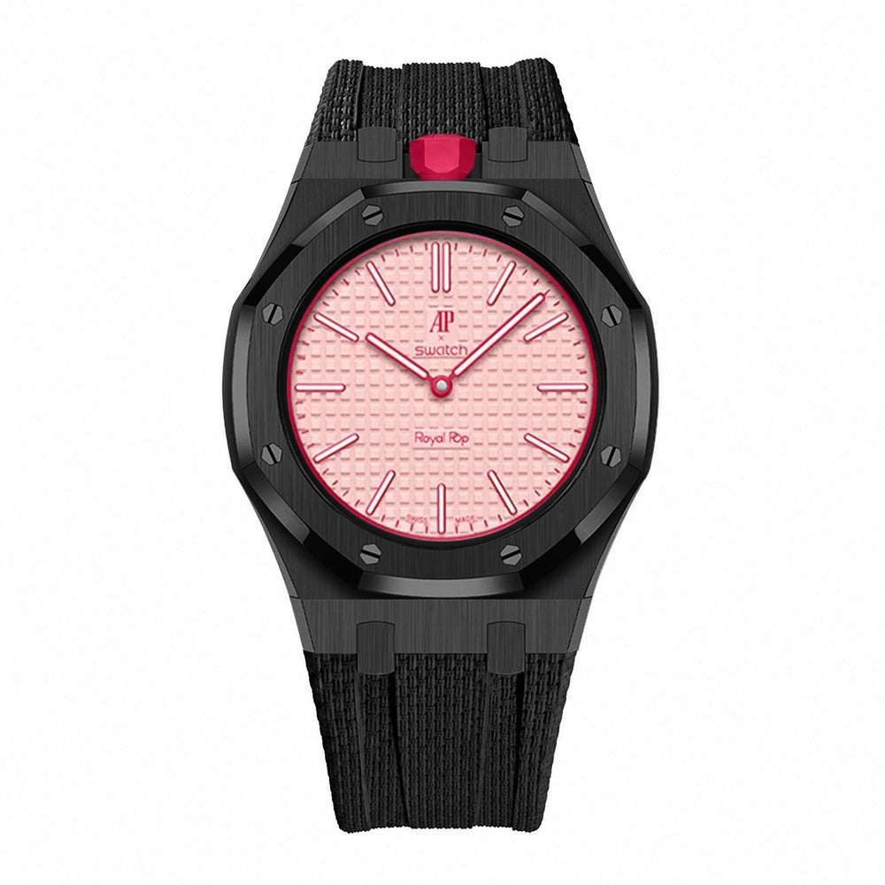 Stainless Steel Black Case & Rubber Strap | 12:00 Crown | Black