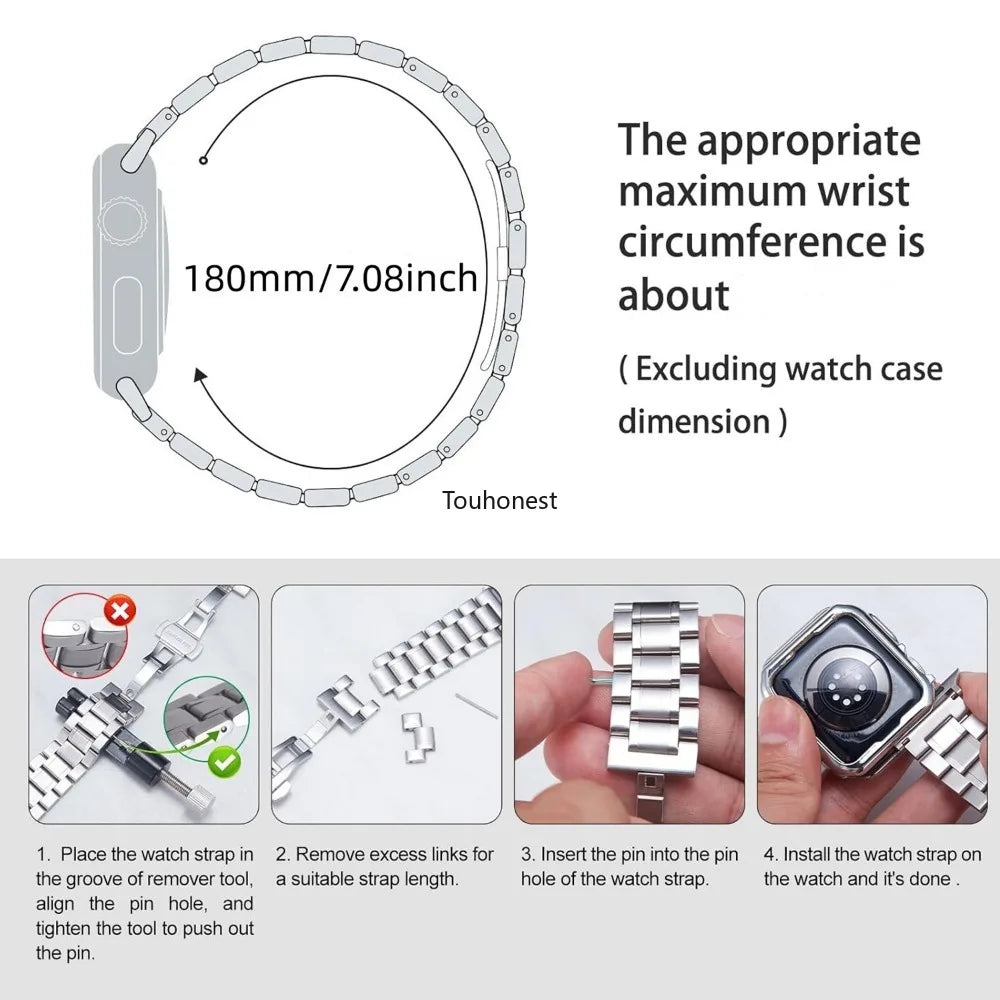Stainless Steel Strap For Apple Watch Band Series 11/10/9/8/7/6/5/4/3/SE 3 Metal Bracelet For iWatch Ultra 3 49mm 45mm 44mm 46mm