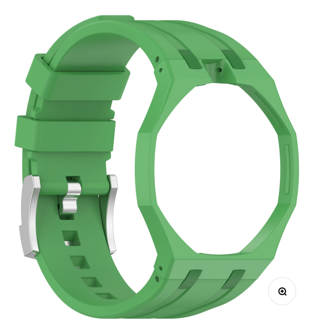 Ceramic Case + Silicone Strap | 12:00 Crown | Green