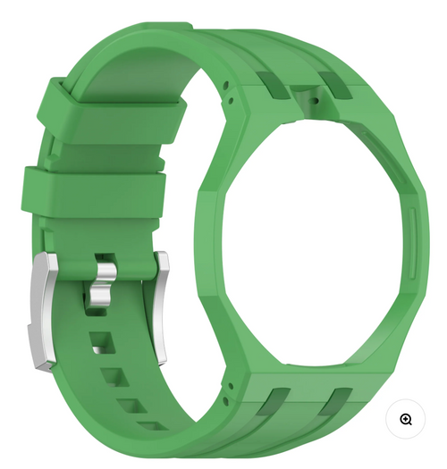 Ceramic Case + Silicone Strap | 12:00 Crown | Green