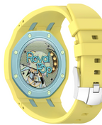 Ceramic Case + Silicone Strap | 12:00 Crown | Yellow & Blue