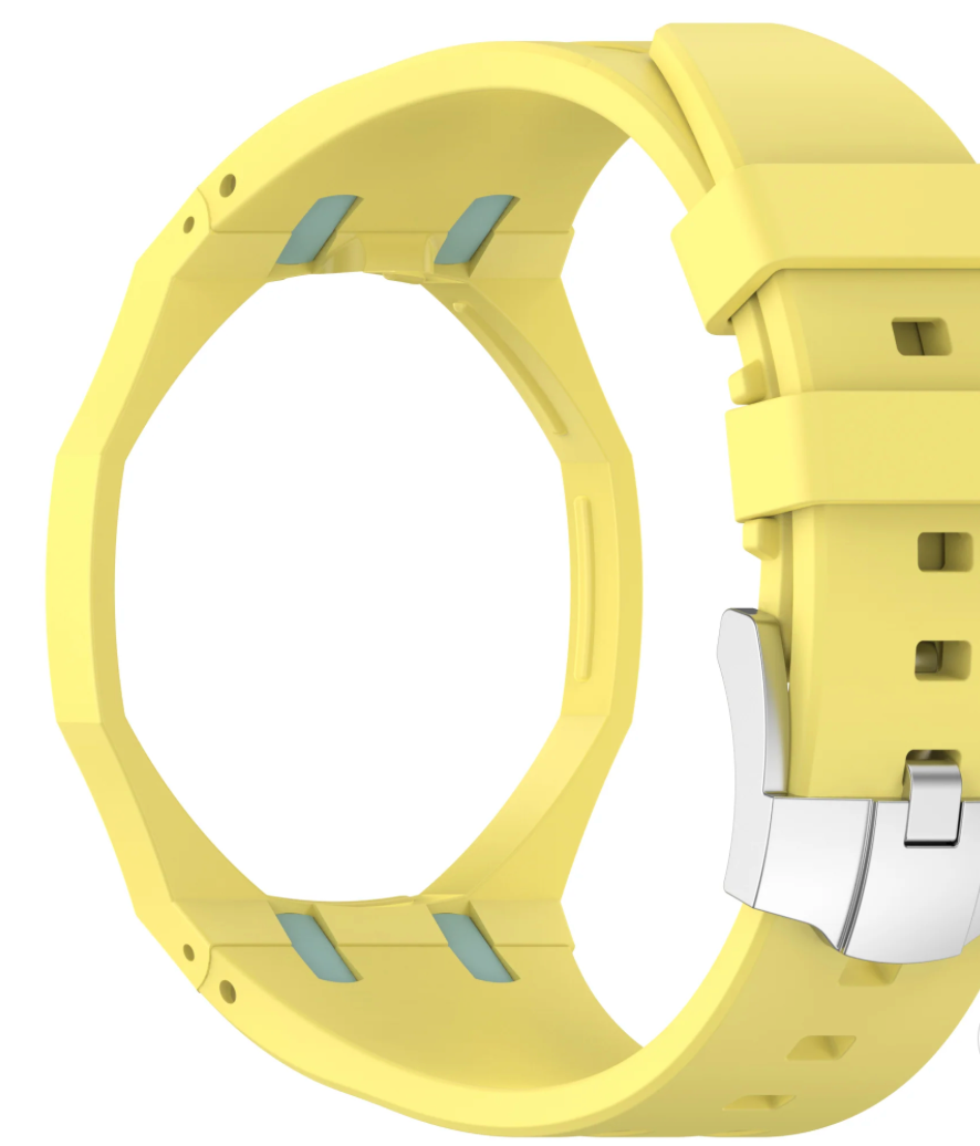 Ceramic Case + Silicone Strap | 12:00 Crown | Yellow & Blue