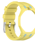 Ceramic Case + Silicone Strap | 12:00 Crown | Yellow & Blue