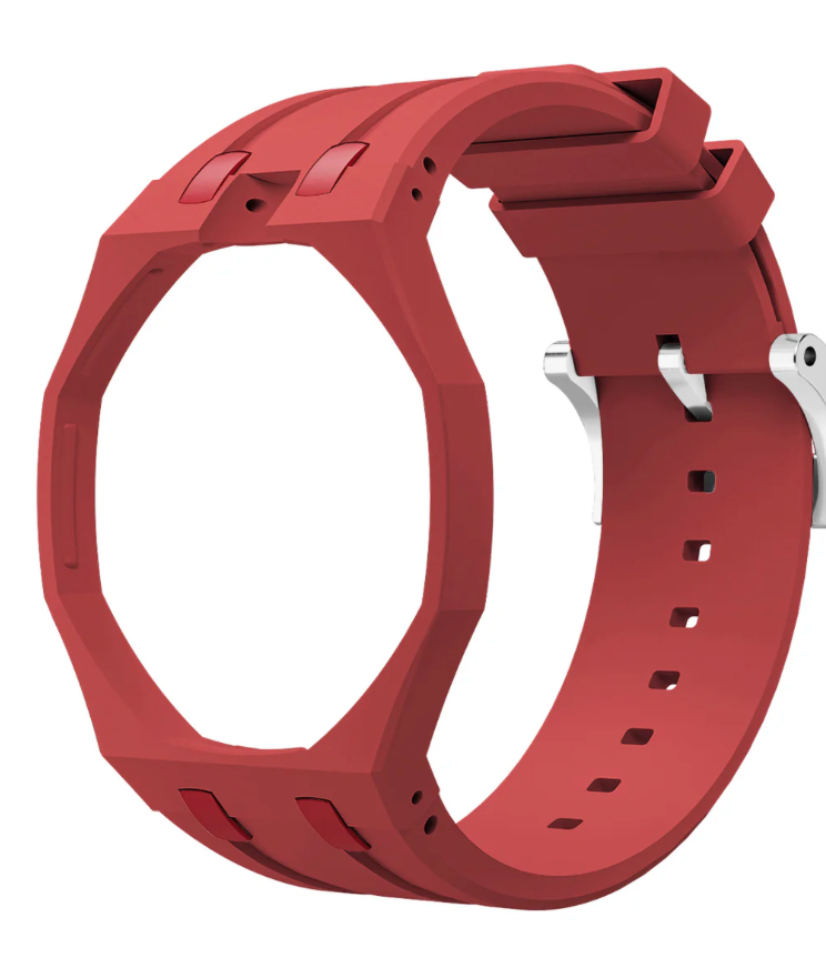 Ceramic Case + Silicone Strap | 12:00 Crown | Red