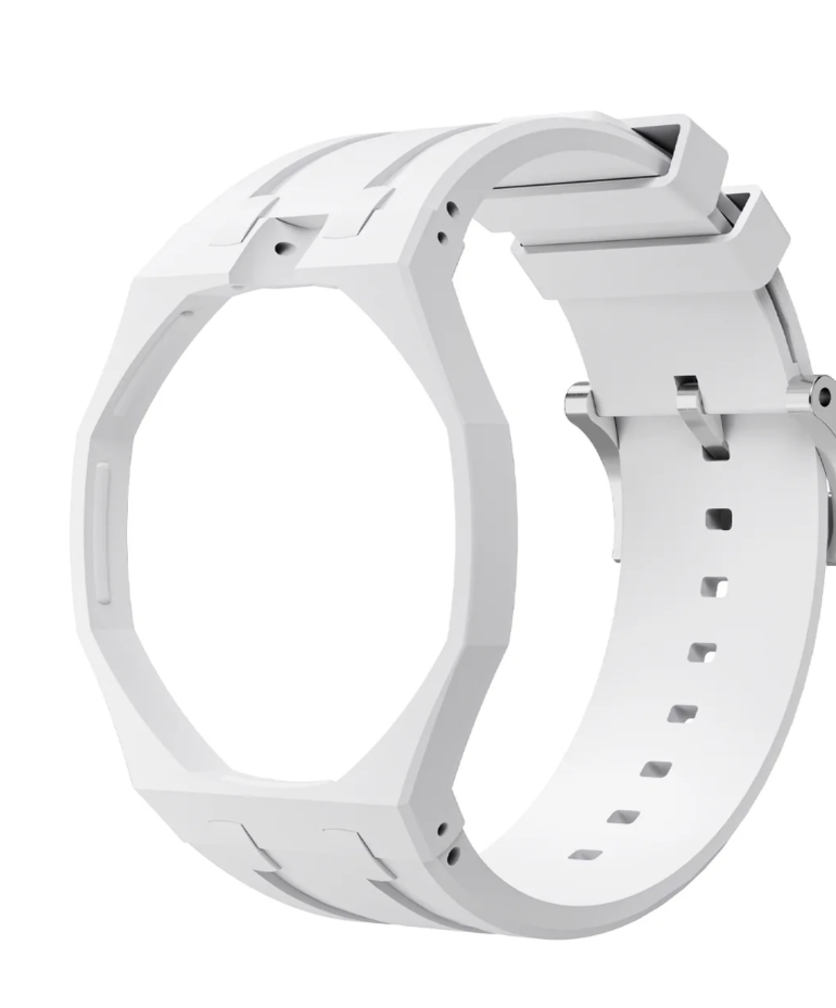 Ceramic Case + Silicone Strap | 12:00 Crown | White
