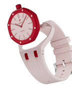 Ceramic Case + Silicone Strap | 12:00 Crown | Pink & Red