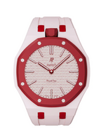 Ceramic Case + Silicone Strap | 12:00 Crown | Pink & Red