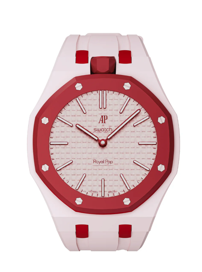 Ceramic Case + Silicone Strap | 12:00 Crown | Pink & Red