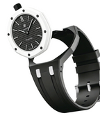 Ceramic Case + Silicone Strap | 12:00 Crown | Black