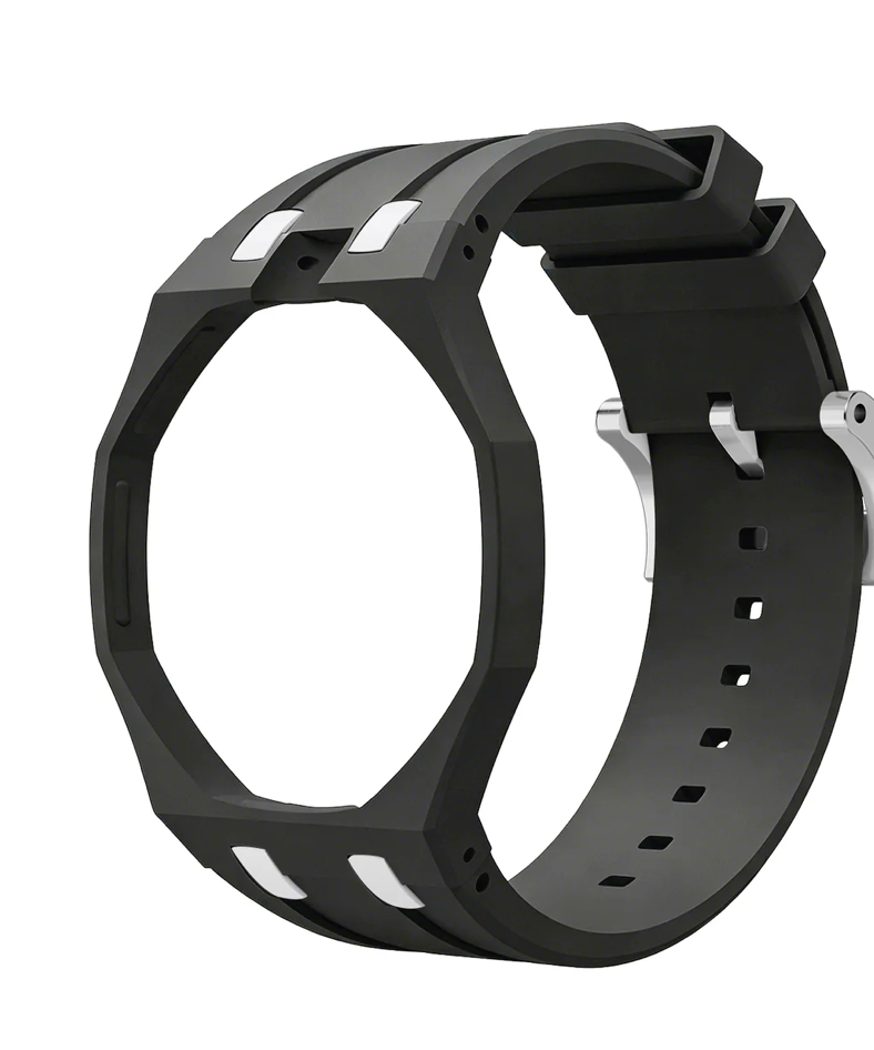 Ceramic Case + Silicone Strap | 12:00 Crown | Black