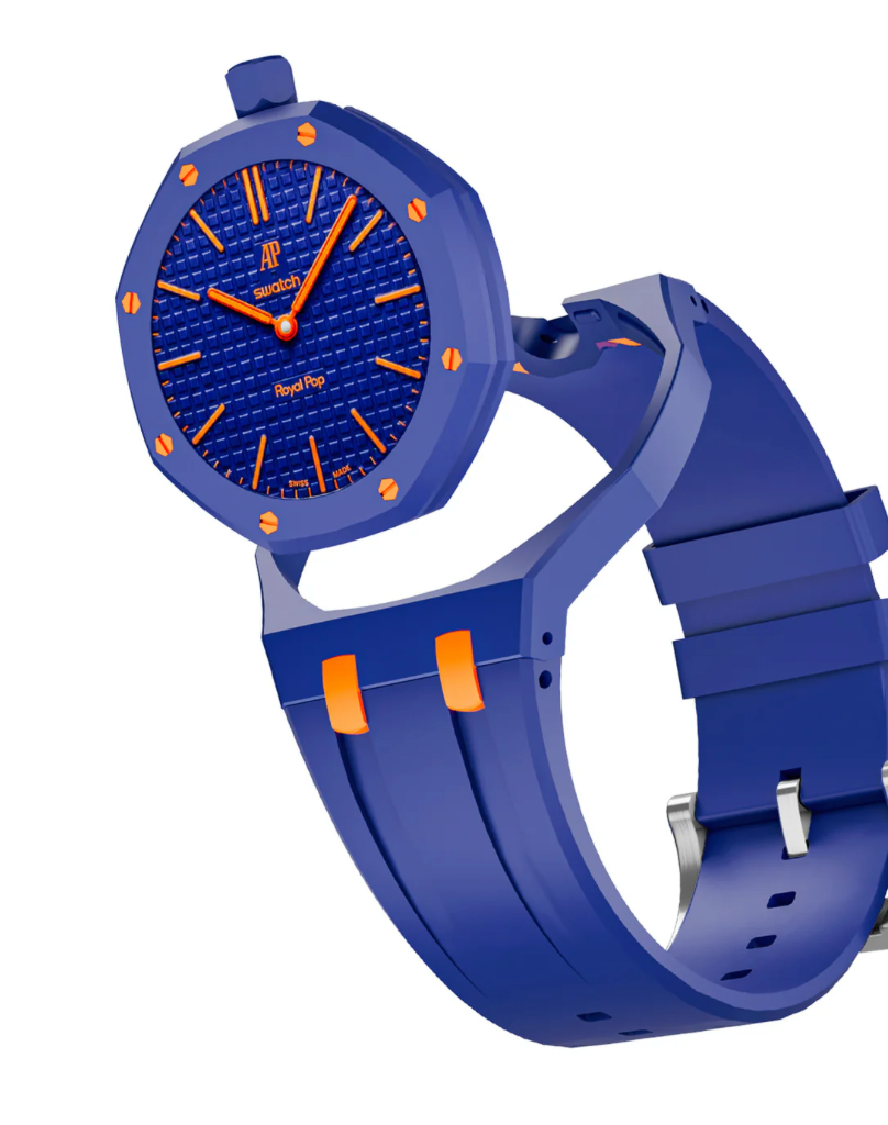 Ceramic Case + Silicone Strap | 12:00 Crown | Blue & Orange