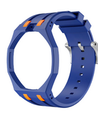 Ceramic Case + Silicone Strap | 12:00 Crown | Blue & Orange