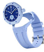 Ceramic Case + Silicone Strap | 3:00 Crown | Blue