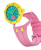 Ceramic Case + Silicone Strap | 3:00 Crown | Pink & Yellow