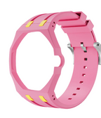 Ceramic Case + Silicone Strap | 3:00 Crown | Pink & Yellow