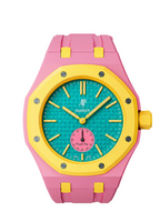Ceramic Case + Silicone Strap | 3:00 Crown | Pink & Yellow