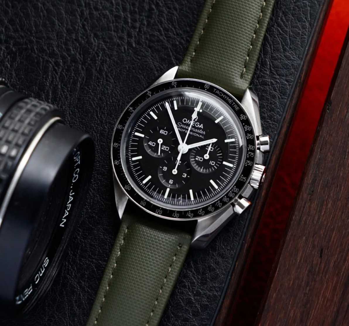 Moonswatch Leather Strap - Green & White