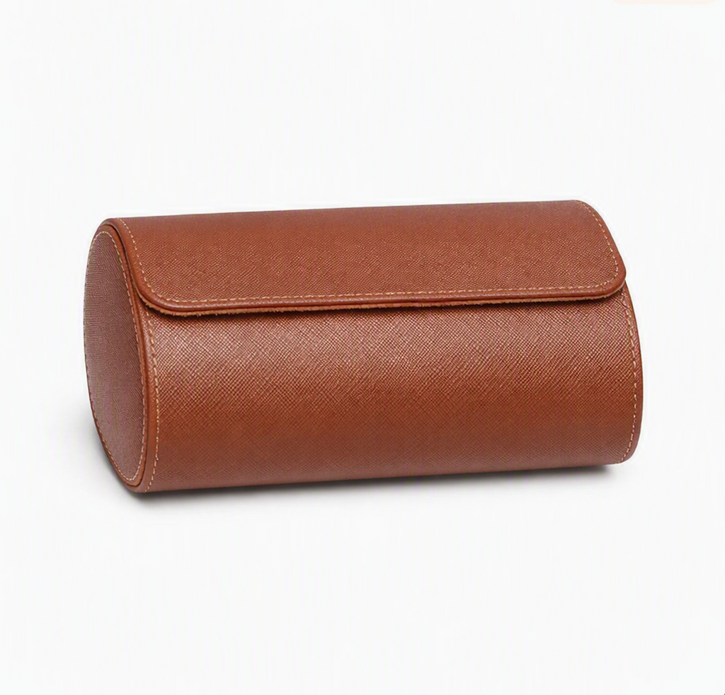 Beaumont 3-Watch Roll Case | Chestnut Brown